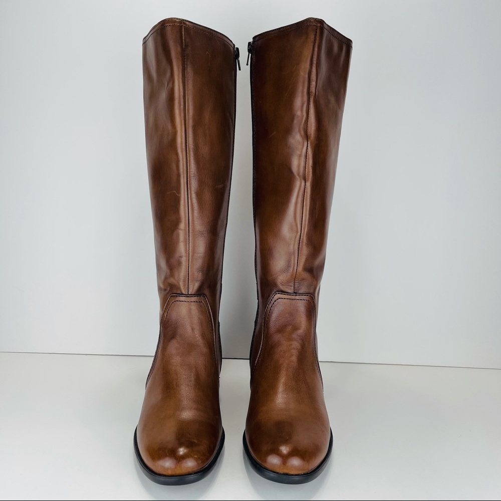 📌SOLD📌 BUSSOLA STYLE ANTWERPEN TAN LEATHER TALL BOOTS - Picture 5 of 16